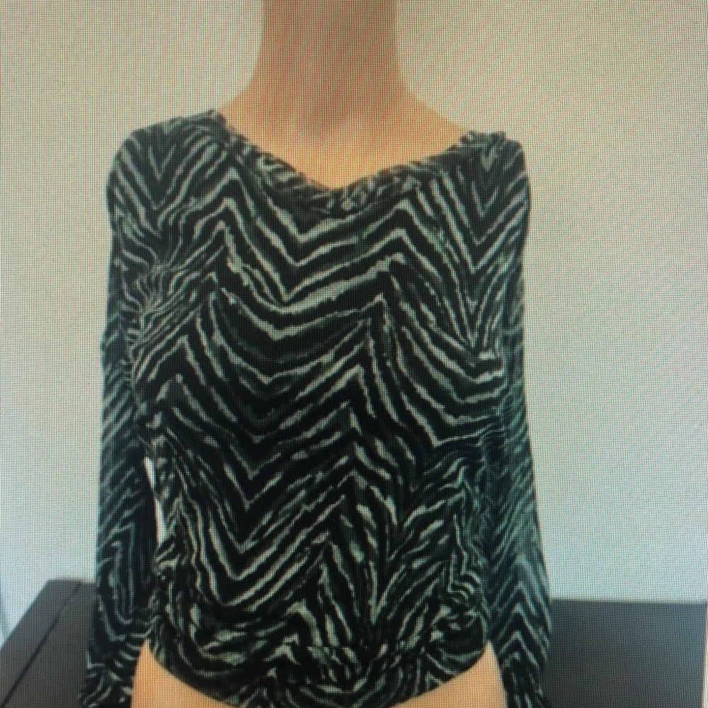 Black & White Zebra Print Long-Sleeve Women's Top